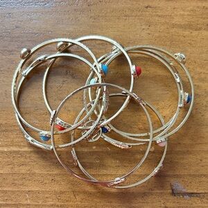 Lilly Pulitzer Gold Bangles with Red and Blue Accents